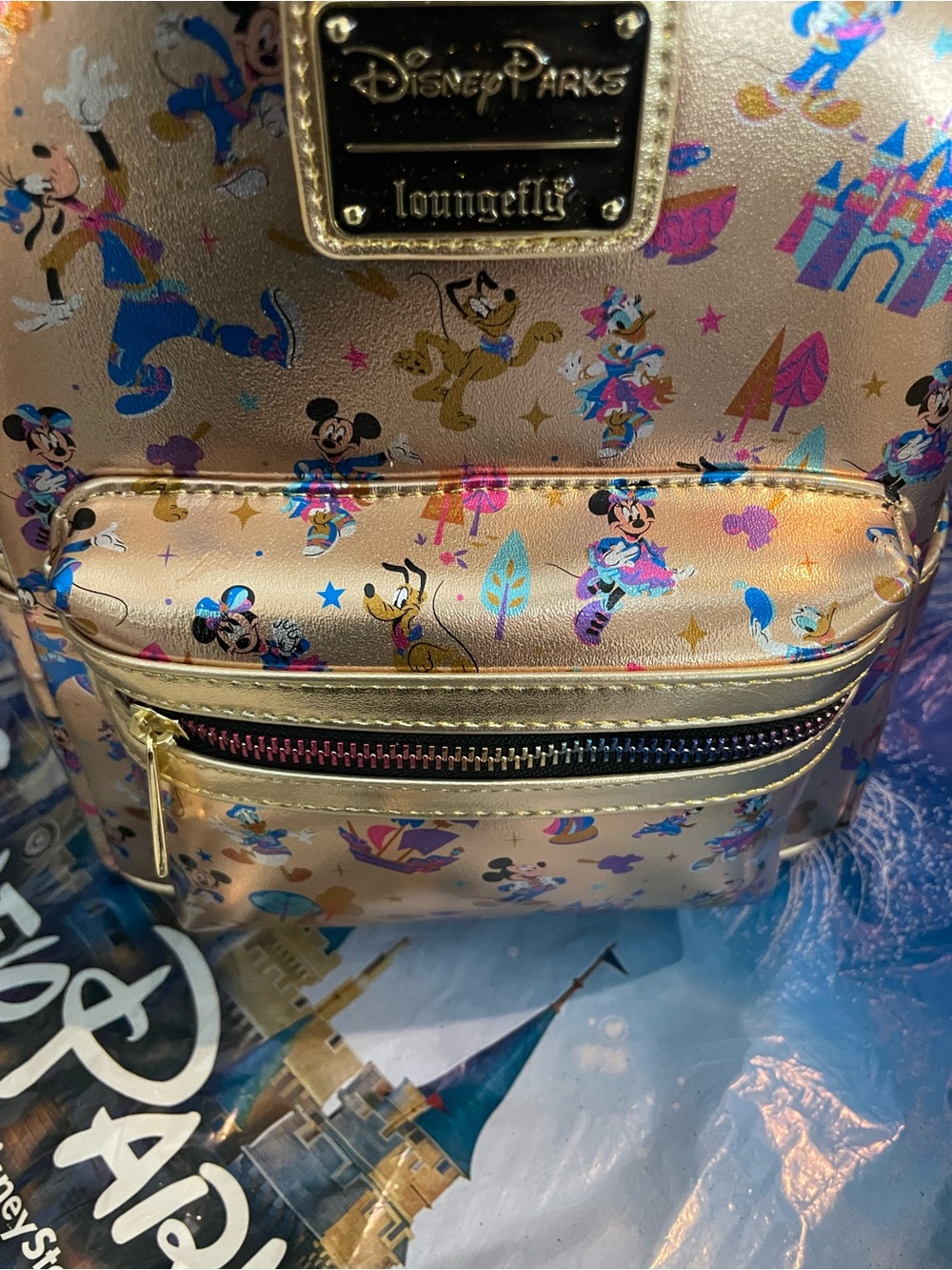 Loungefly Disney Parks Rose Gold 70th Anniversary Mickey & Friends Mini Backpack - Picture 7 of 7